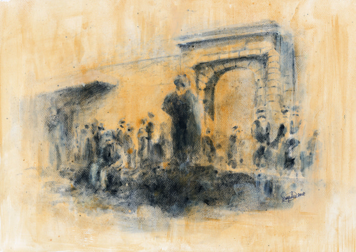 lepers in front of st George's gate, 1/12 -original in possession of Lato Boutique Hotel, Heraklion, Greece)